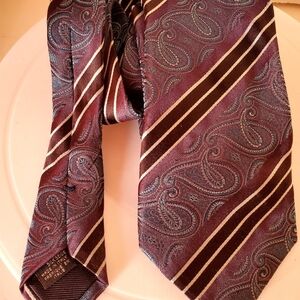 Canali Blue Paisley & Striped Silk Tie